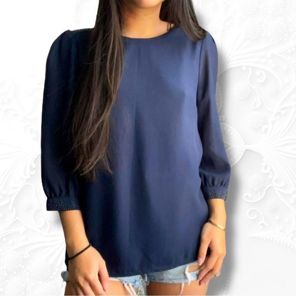 H&M Tops - H&M Blue Blouse with Rhinestone size 8 (M)